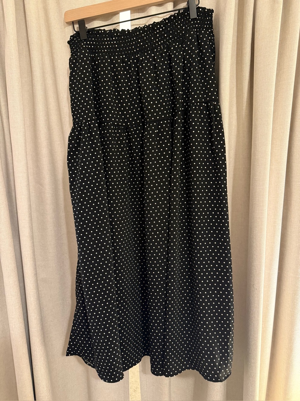 Draper James Black Polka Dot Maxi Skirt L